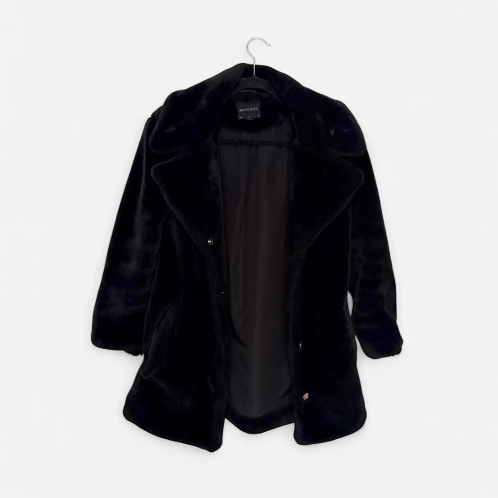 Brave Soul Black faux fur coat
